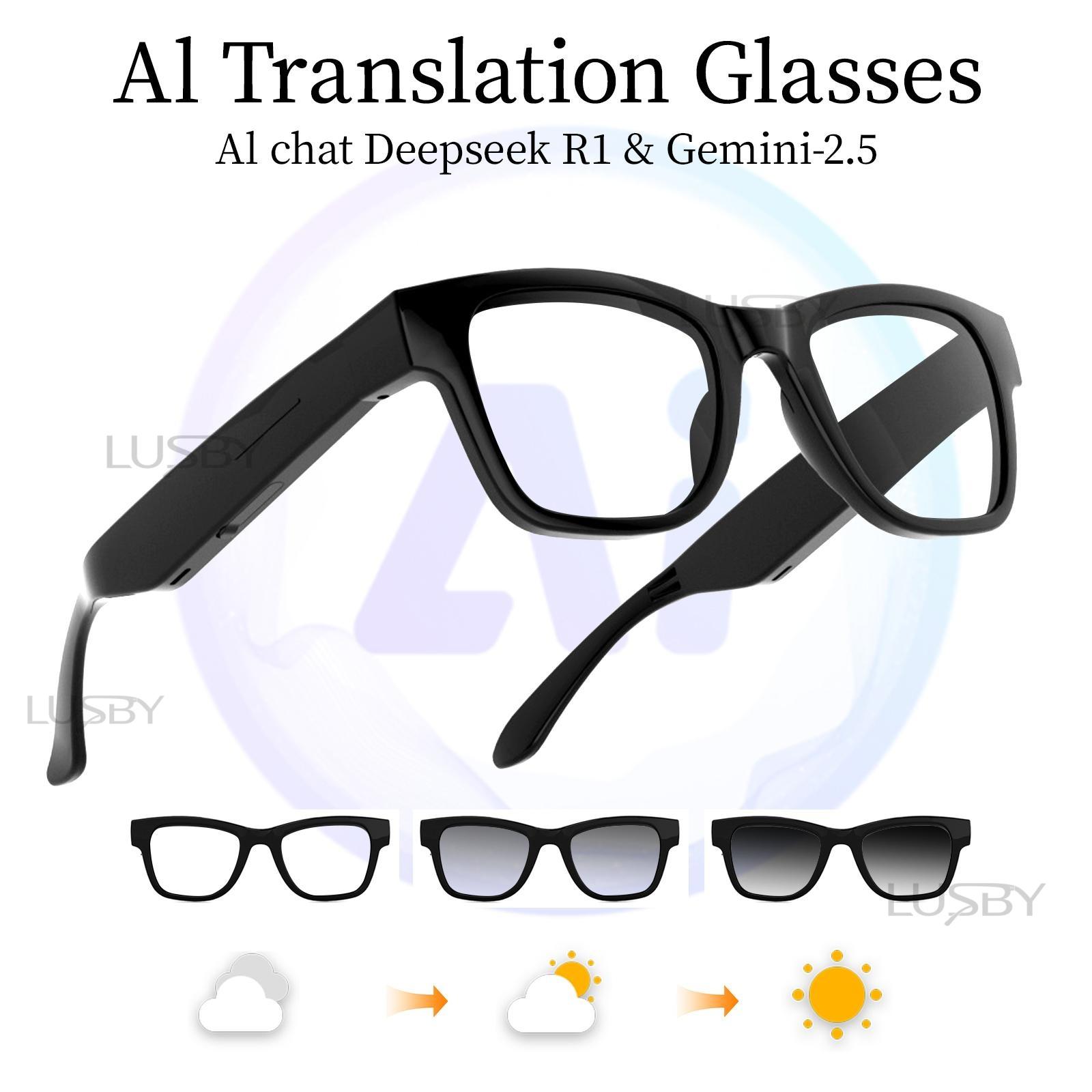 AI Interpretation Smart Glasses,160 Languages, Chat GPT,Audio Glasses for Men And Women,Microphone And Speaker, HD Voice Calls And HIFI Music Quality,Hands-Free Calling,Color Changing Lens, Suitable for  Riding,Driving,Travel,Easter gift