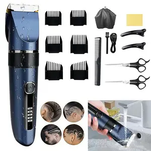 Rechargeable Hair Clipper, Ipx7 Waterproof Electric Trimmer, LED Battery Display, 2 Speed Settings, Wireless for Men and Women, 1200mah Long Lasting, Hair Styling Trimmer