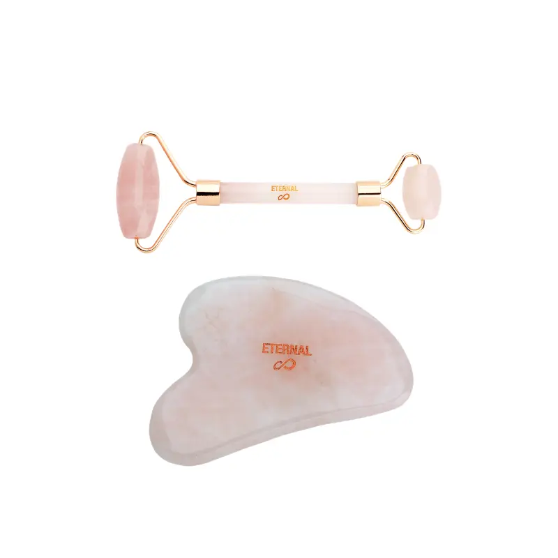 Rose Quartz GuaSha & Facial Roller Set | Anti-Aging Massage Tools