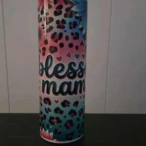 colorful leopard print blessed mom tumbler