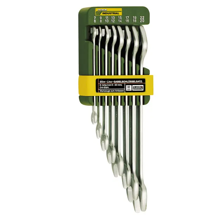 Proxxon SlimLine Open-End Spanner Set with Holder — 8-Piece Metric, 6–22mm (No. 23800)