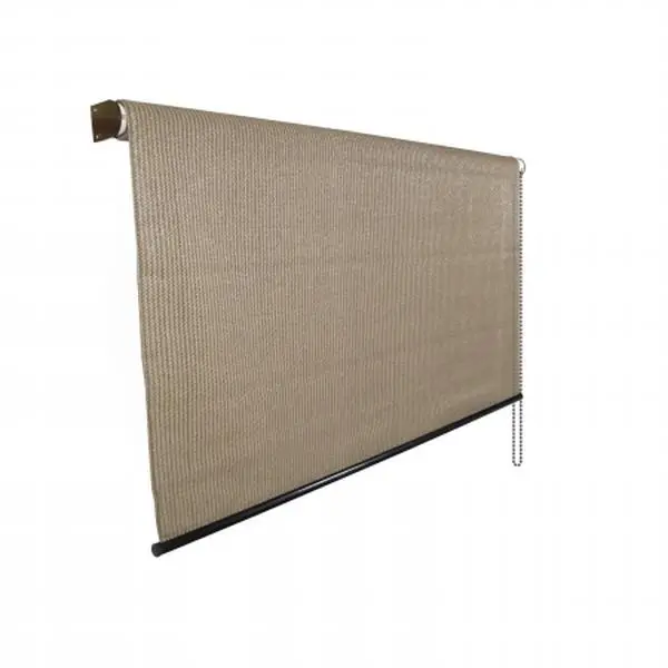 Classic Knit Fabric Rectangular Roller Shade - 799870 Model, 95% Exterior Shade, UV Blocking, 6 ft. x 8 ft., Walnut Color