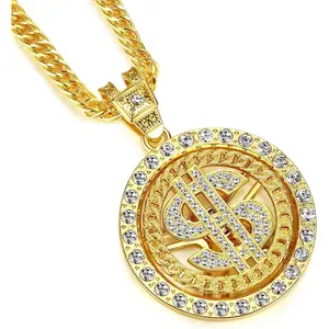 NYUK Costume Gold Chain for Men Spinner Dollar Sign Necklaces 36 Inches NYUK