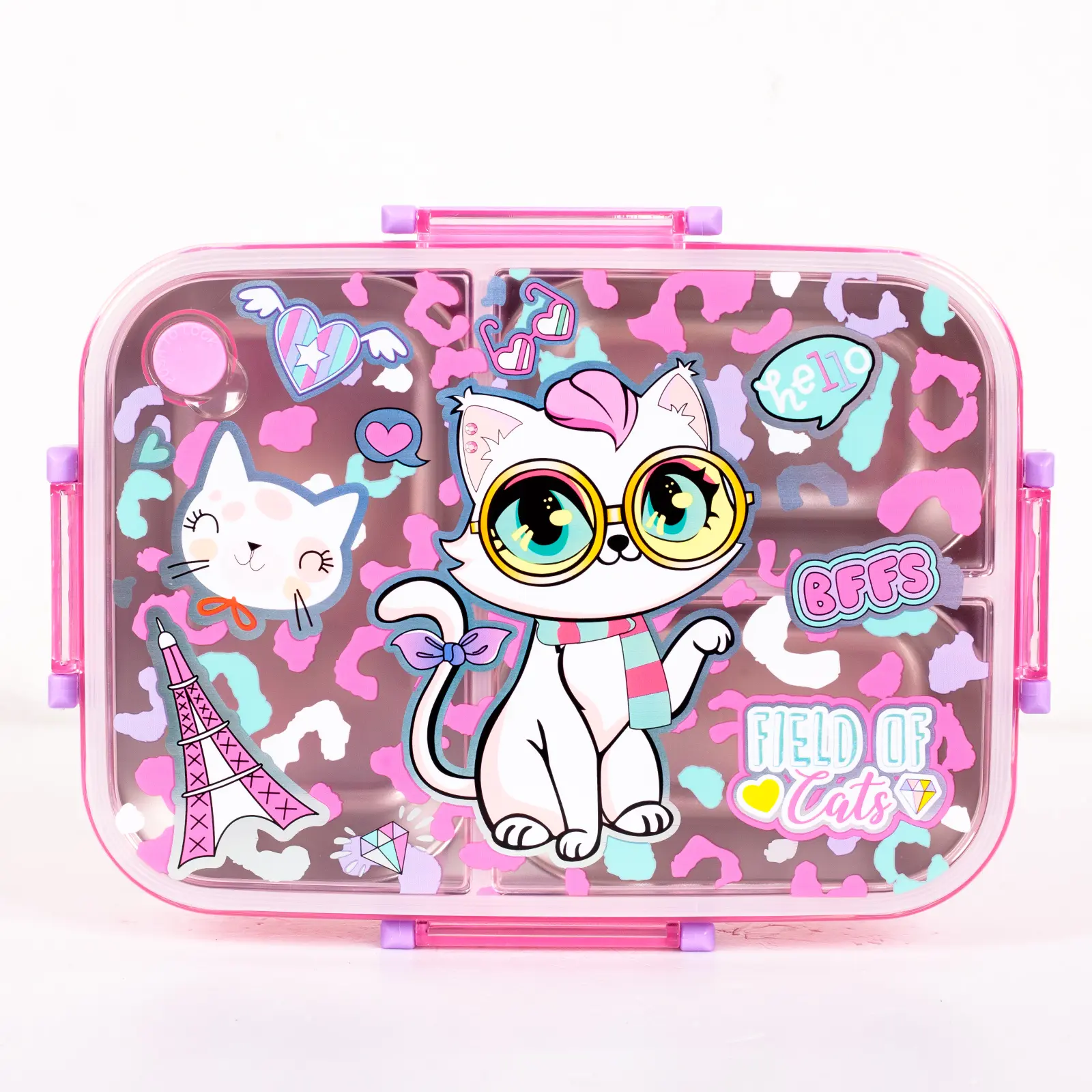 Unicorn 3-Grid BPA-Free 800ml/27oz Solid Leakproof Large Stainless Steel Lunch Box for Kids, Cute Cartoon Unicorn Print Kids' Favorite Bento Box, Kitchen & Tableware Picnic Accessory, Back To School