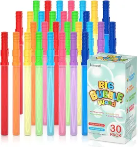 Inscraft 30 Pack 14’’ Big Bubble Wands, 8 Colors Bulk for Summer Toy, Outdoor / Indoor Activity Use, Easter, Birthday, Graduation, Shower, Bubbles Party Favors Supplies