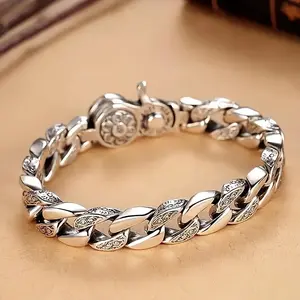 S925 Silver Plated Neutral Unisex Domineering Cool Bracelet , Peace And Good Luck Bracelet, Timeless Retro Design, Style Rotatable Fashion Bracelet  elegant jewelry