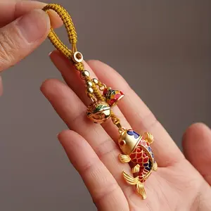 Lucky Koi Keychain Enamel Alloy Plush Cartoon Style Car Keychain with Blessing Pendant for Ladies and Girls Charms