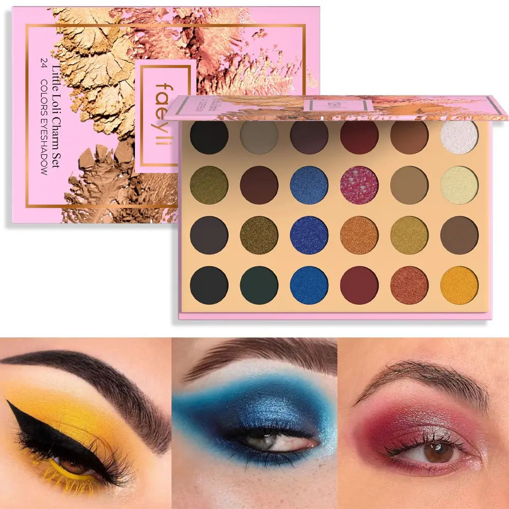 24-Color Flawless Powder Eyeshadow Palette - Matte, Shimmer, Metallic Glitter, Nude, Natural, Hypoallergenic, High Pigment Density, Super Smooth, Long-Lasting, Alcohol-Free, Youth-Focused, No Harmful Additives, Radiant Daily & Outdoor Makeup