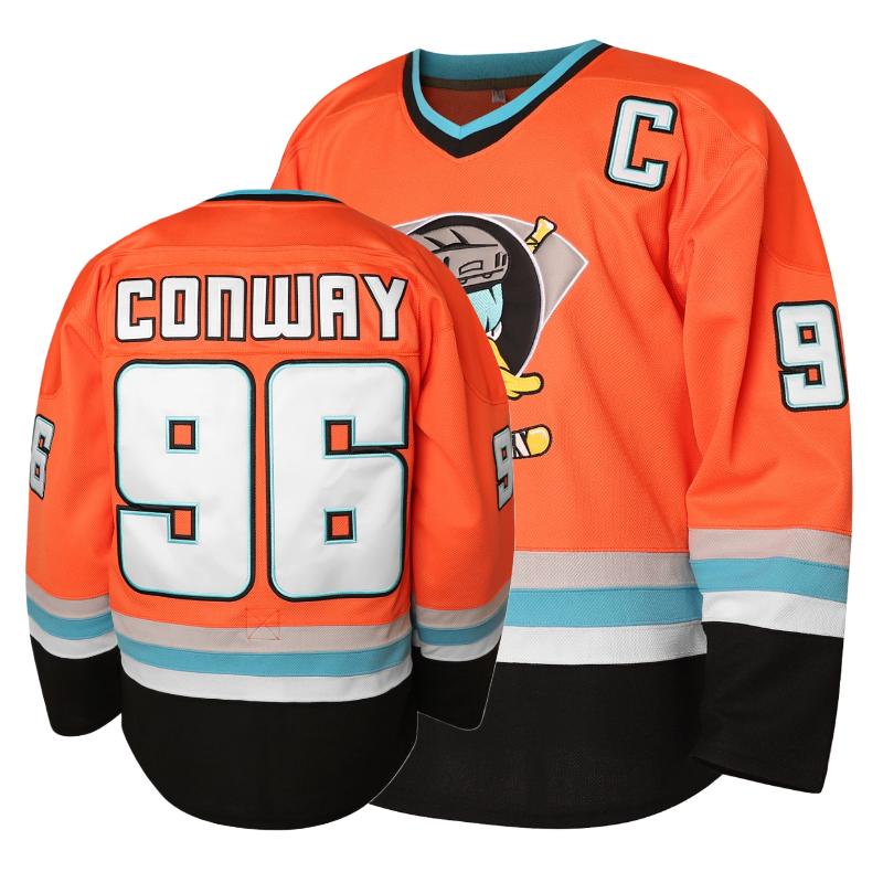Mighty Ducks Hockey Jersey 96 Conway 99 Banks Movie Ice Hockey Jersey Breathable Durable Longsleeves Green White Black Christmas Eve Gifts