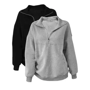 Women's Loose Zipper Pullover Sweater Set, Reunion School, Graduation Teacher Clothing, Casual Fall & Winter Wear