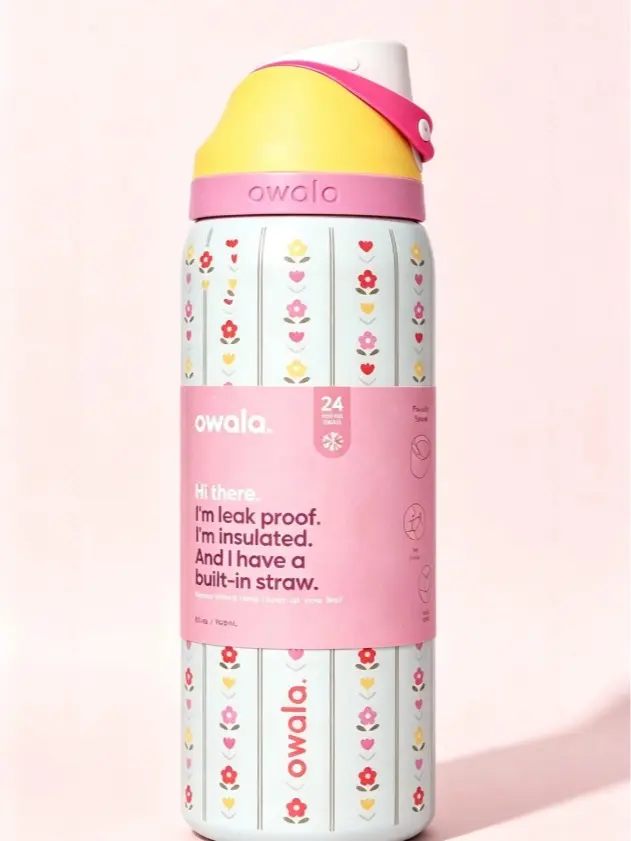 Owala Flower Crown FreeSip Water Bottle 32oz Insulated Stainless Steel with Straw Leakproof Travel Bottle