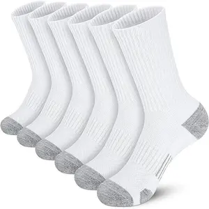 6 Pairs white cotton Men's Soccer Socks, Soccer Non Slip Socks for Men and Women, Yoga Socks, Non Skid Training Athletic Sock for Indoor Outdoor Beauty & Personal Care