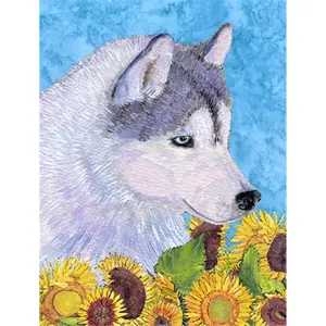 212 MAIN Rectangular Husky Print House Flag, 28x40 in., Decorative, Weatherproof, Fade-Proof Home & Festive Banner Backdrop