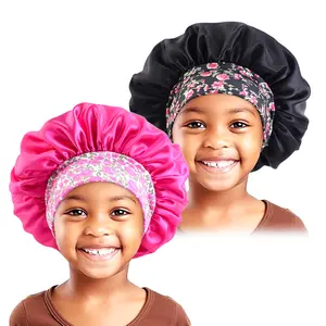 2pcs Cartoon Kids Printed Satin Bonnet Sleep Hat Cap Baby Hair Care Cap Beanie
