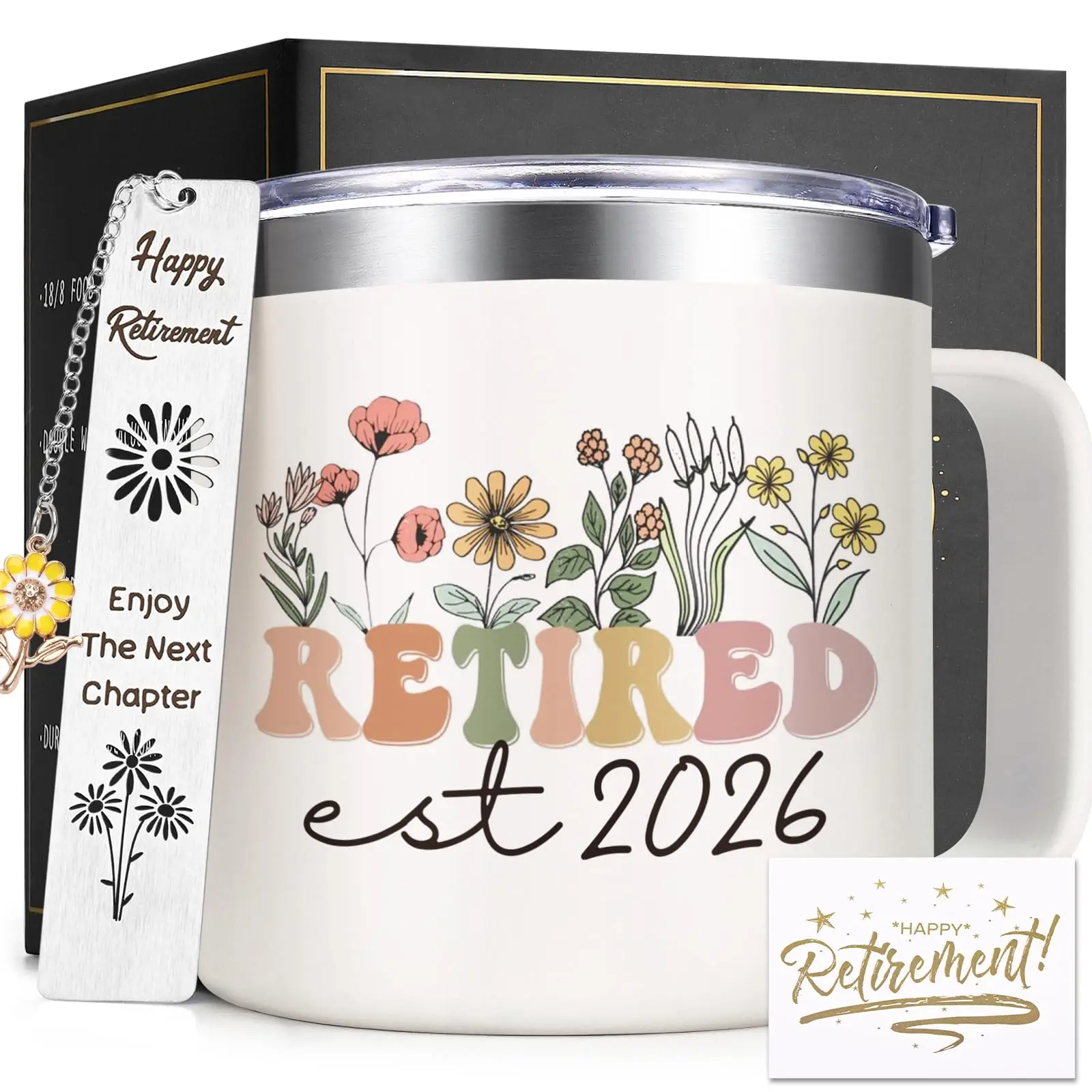Lifecapido Retirement Gift for Woman Summer 14oz Stainless Steel Vacuum Insulated Tumbler With Lid Bottled Travel Cup for Iced Cold Coffee with Card & Brush Birthday Xmas July Gift For Teacher Nurse Coworker Mom Grandma Women Boss, summerwins