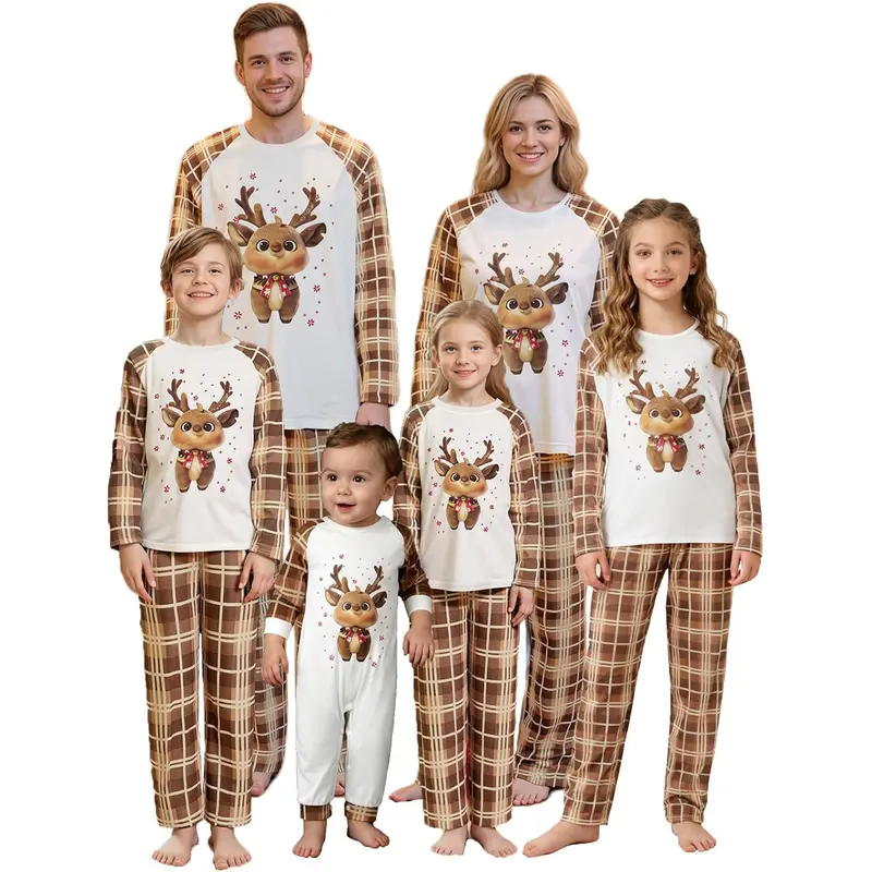 REDWOON Family Christmas Pajamas Sets Family Matching Pjs Set Holiday Sleepwear Xmas Jammies For Women Men Kids Baby Dog