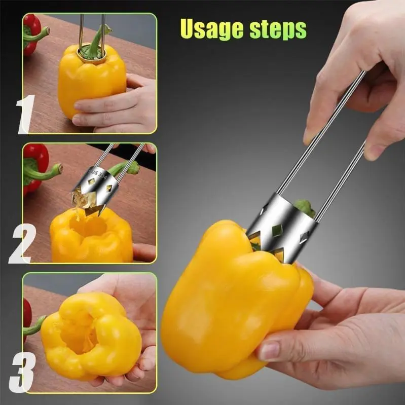 Stainless Steel Fruit Corer, Red Pepper Seed Remover, Vegetable And Fruit Corer, Kitchen Gadget, Convenient For Peeling And Slicing