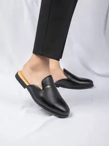 Men's PU Slip-On Comfortable Clogs, Slip on mules, Casual Solid Color Low Heel Half Slippers for Relaxation, Stylish and Easy-To-Wear Footwear