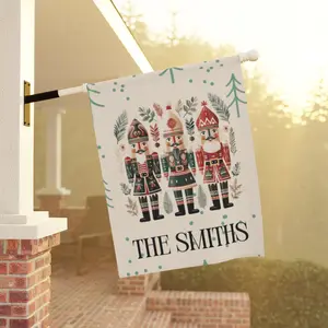 Christmas Flag - Holiday Custom Garden Flag - Scandinavian Nutcracker Last Name Sign Yard Art Nordic Gift Personalized Front Porch Decor Xmas