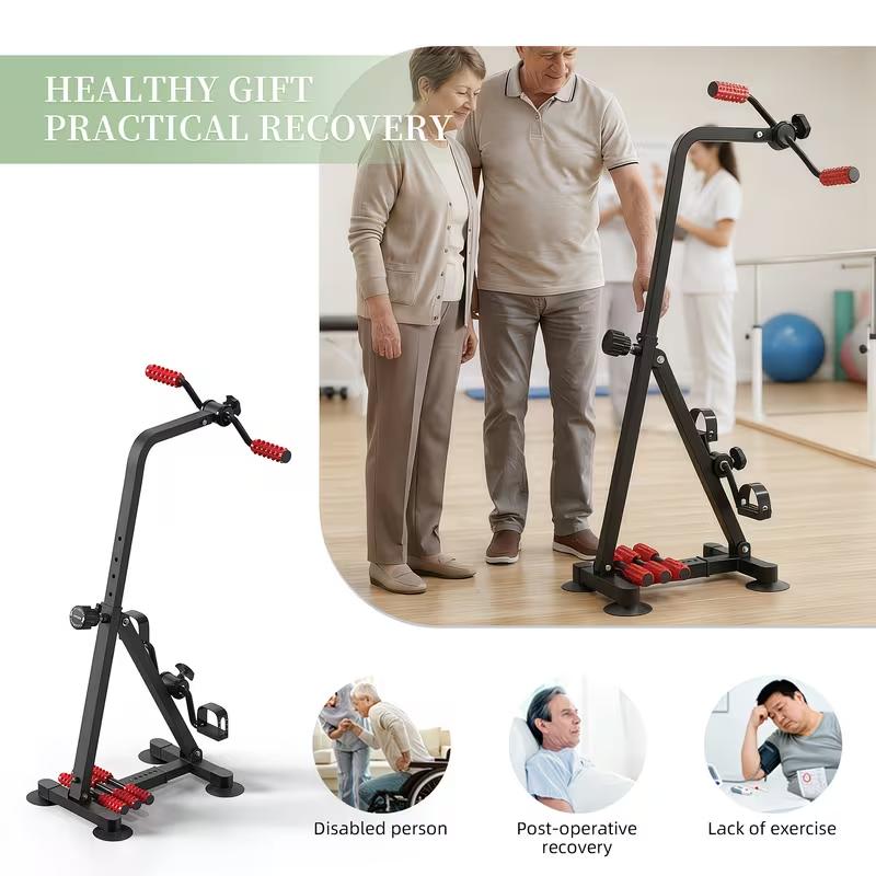 Sitting Pedal Exerciser for Seniors, 3-in-1 Rehabilitation Trainer for Arms, Legs & Knees, Home Rehabilitation Exercise Bike with Massage Rollers