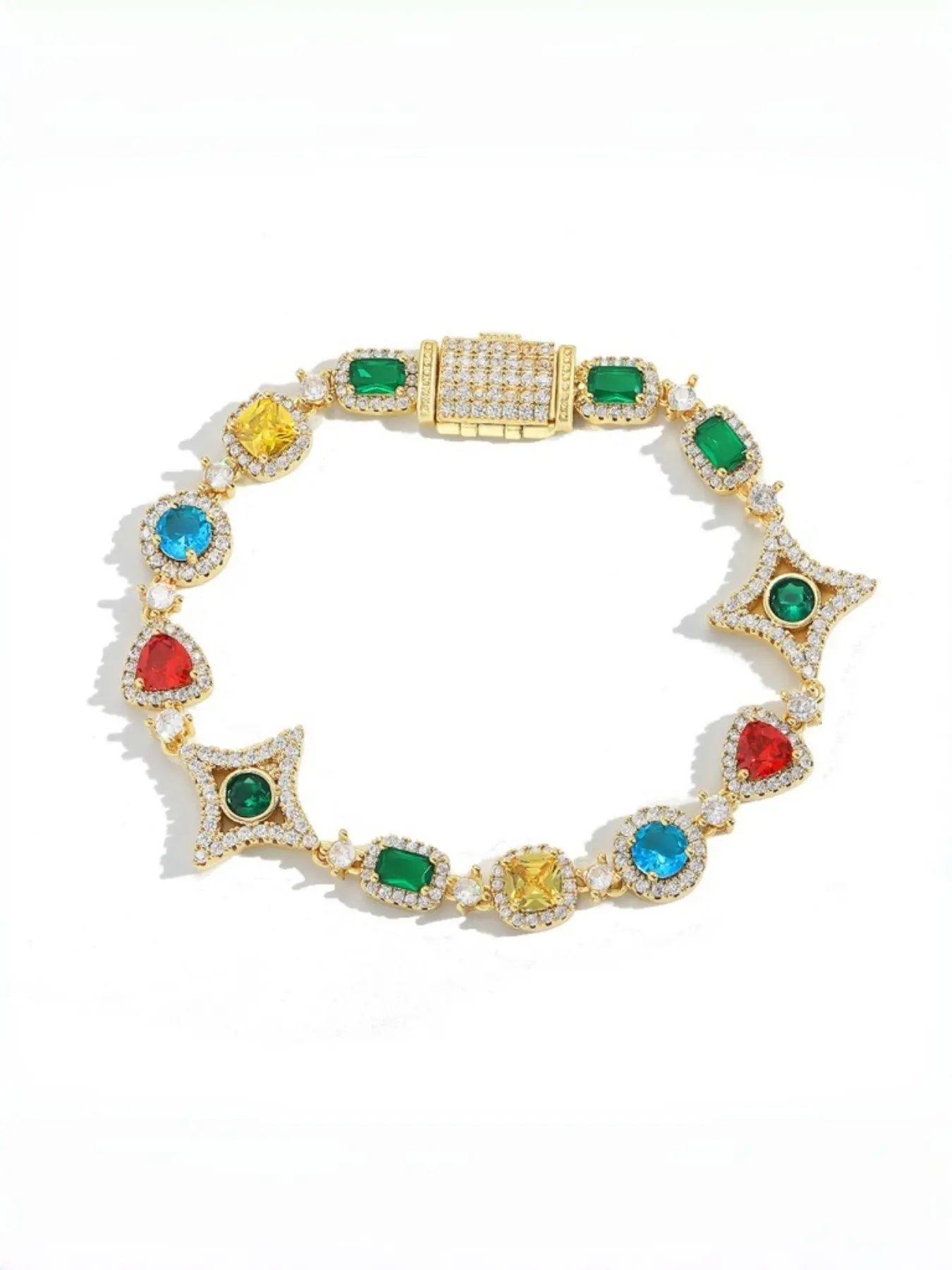 Colorful Gemstone Necklace Bracelet Set, Hip-Hop Style Unisex Jewelry, Trendy Melon Gemstone Accessories, Daily Fashion Wear