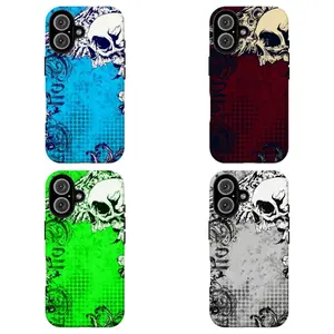 FL-Edgy Gothic Skull Phone Case,Dark Ornate Swirl Grunge Aesthetic Shockproof Cover For iPhone 11 12 13 14 15 16 17 Air Pro Max for Samsung S26 S25 S24 S23 S22 S21 Case,Gift for her/him
