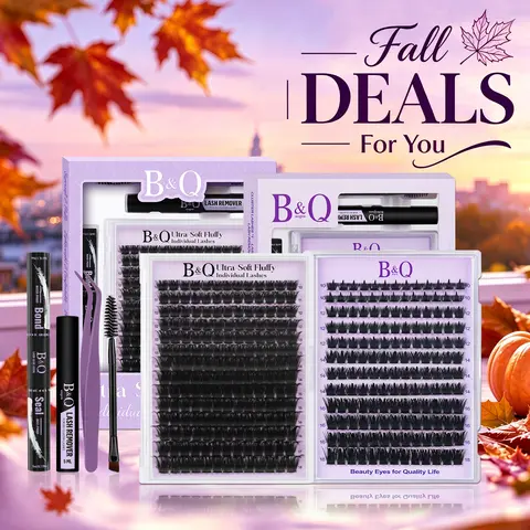 【Creator】Black Pearl 200D Kit l B&Q Dramatic Soft Mega Thick Volume Individual Clusters,D-Curl, DIY Ultra Soft Eyelashes Extension,Waterproof Sleep proof,Week Long Lasting,Salon Full Fake Lashes, Makeup Cosmetic Lash Stacking #TikTokShopFallDealsForYou