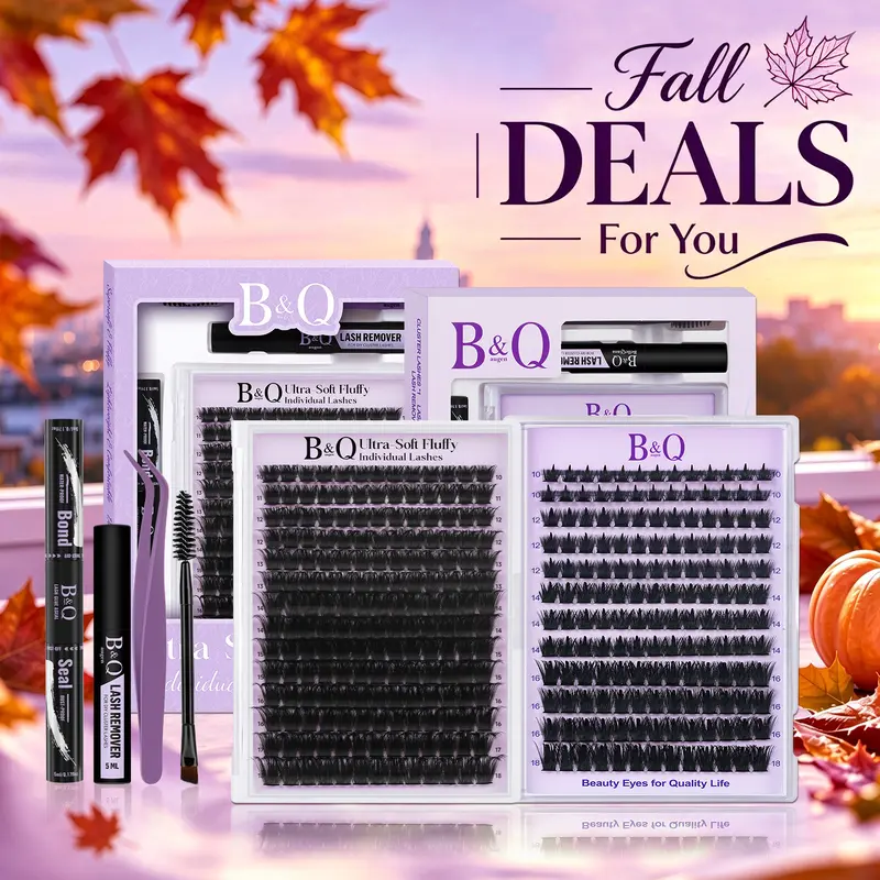 【Creator】Black Pearl 200D Kit l B&Q Dramatic Soft Mega Thick Volume Individual Clusters,D-Curl, DIY Ultra Soft Eyelashes Extension,Waterproof Sleep proof,Week Long Lasting,Salon Full Fake Lashes, Makeup Cosmetic Lash Stacking #TikTokShopFallDealsForYou
