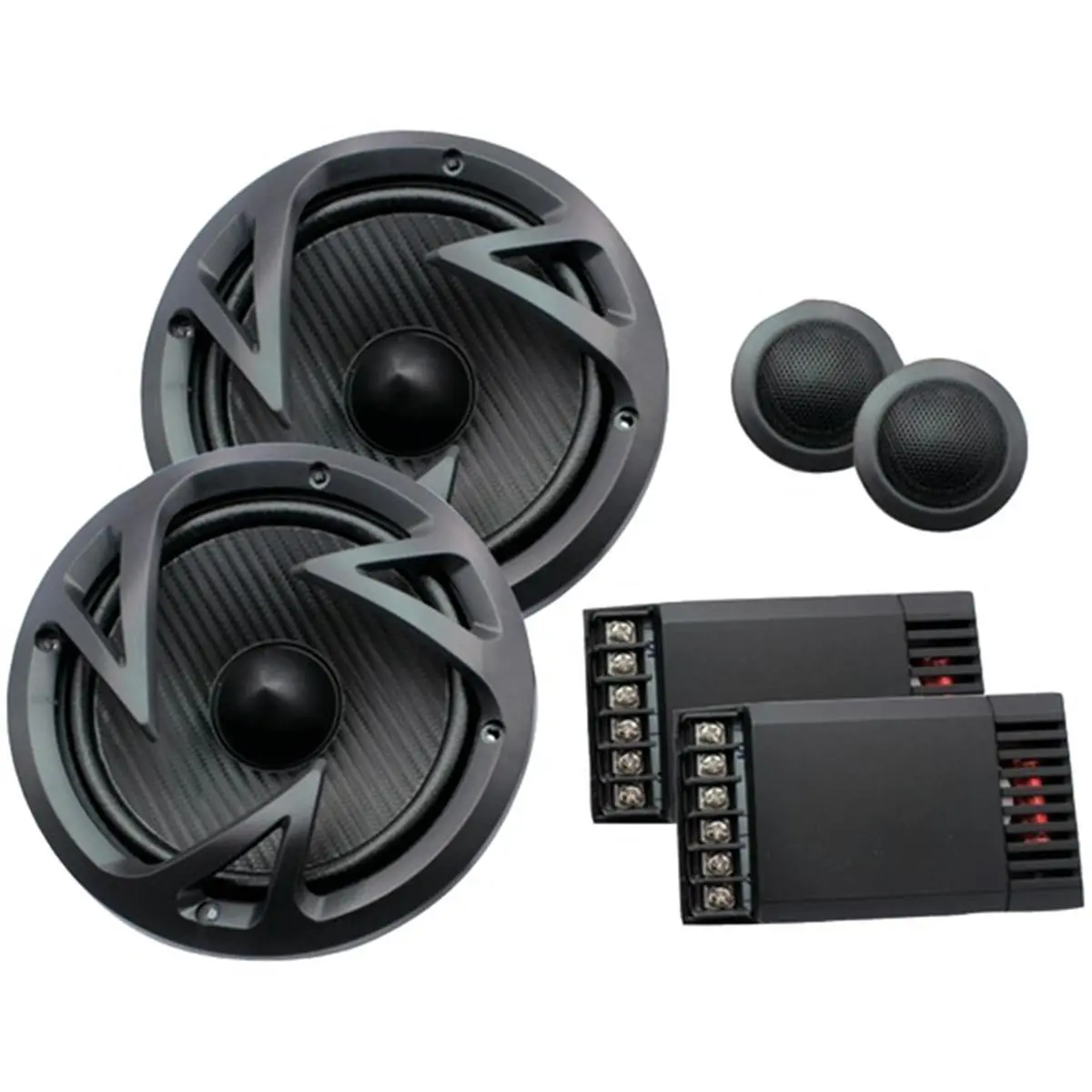 Power Acoustik  Edge Series 500 watt 2-Way Component Speaker System, Black - 6.5 in., Carbon-Fiber, Flush-Mount