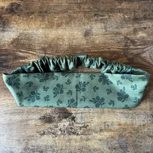Olive Green Floral Fabric Headband