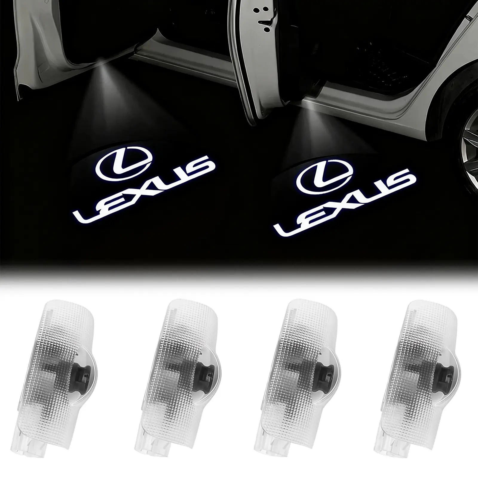 4PCS LED Car Door Logo Lights Compatible with Lexus LS/ES/IS/LX/RX/GS/GX/RC/UX – HD Welcome Courtesy Projector Lights, No-Fade 3D Ghost Shadow Puddle Lights