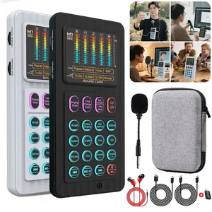 Small Live Audio Mixer Console Handheld Live Sound Card Voice Changer And AI Noise Reduction Bluetooth DJ Audio Mixing, 6 Custom Sound Pads, for Outdoor Smartphone Live Streaming, Gaming, Podcasting,Recording,Youtube,Singing