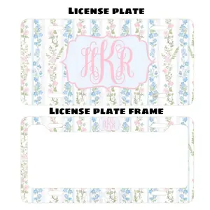 Coquette Floral Custom Monogram License Plate & Frame – Stylish Car Accessories Set for Hunters & Outdoor Lovers, Truck Car Tags, Gifts for Him, Tag for Car, Car Accessories