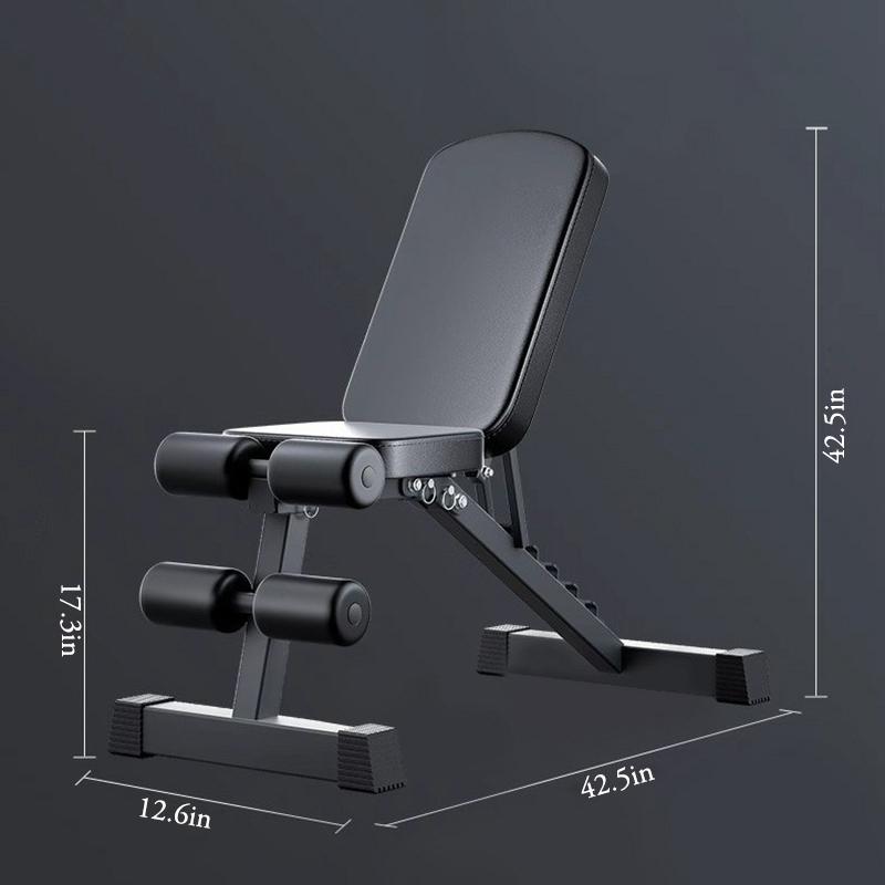 8-in-1 Adjustable Weight Bench - 6-Level Slope Fitness Bench with 1000LBS Load Capacity Triangular Mechanical Structure Full Folding Design for Home Gym Strength Training Standard-Black