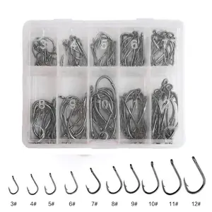Mixed Size Fishing Hook, 1 Box High Carbon Steel Fishing Hook with Barb, Fishing Accessories for Outdoor Fishing, Fishing Supplies, Fishing Tackle, Fishing Equipment