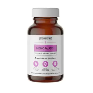 Just Ingredients Menopause+ Supplement | Non-Hormonal Support | Hot Flashes | Mood Swings | Bloating | Made with Real Ingredients | Optimal Absorption