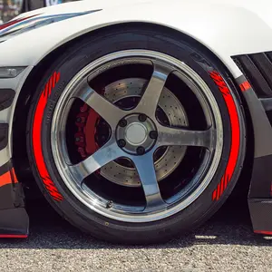 8 Piece Long Strip Tire PVC Stickers 1.25 Inch, Fits 15-24 Inch Wheels, Permanent Use, for 4 or 2 Tires, No Glue Included, Wheel Decal