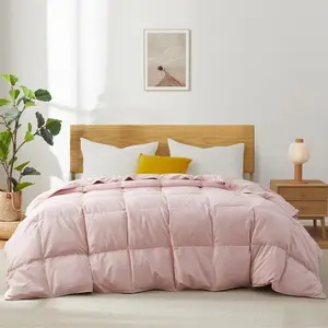 Goose Feathers Fiber Comforter - Lightweight Soft Cover Breathable White Down Feather Fill, Pink Twin Size Duvet Insert (68" X 88")