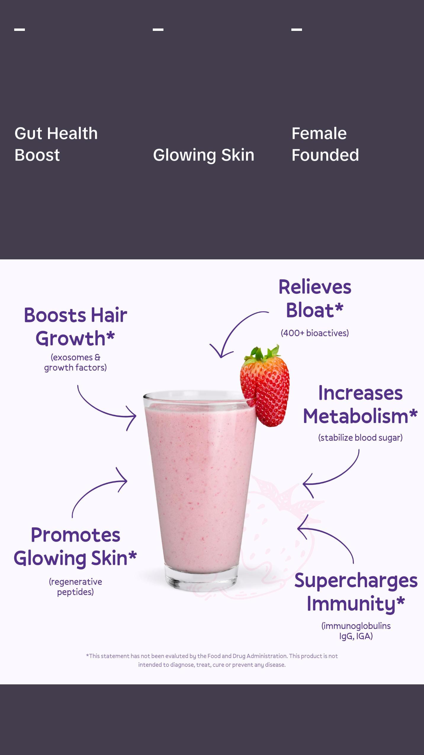 myGloh Colostrum Premium Powder | Gut Health & Bloating, Hair Growth & Skin Glow Beauty Supplement, Immune Support | Natural Flavor Strawberries & Cream | Grass-Fed Bovine Colostrum Superfood | High IgG, Gluten Free, Bioactives | Healthcare