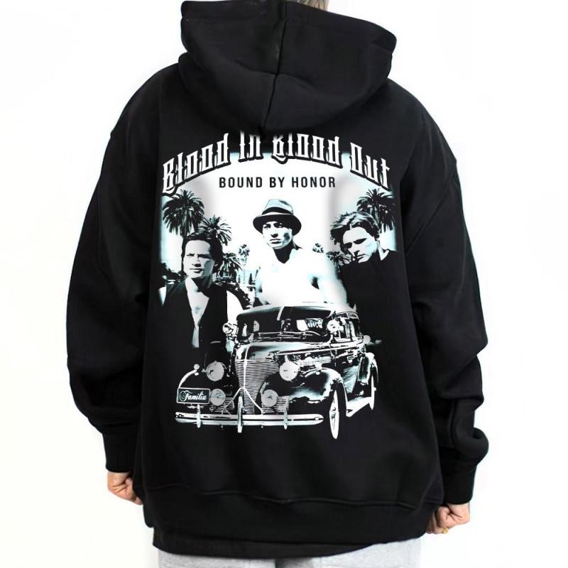 Blood In Blood Out Graphic Hoodie / T-Shirt / – Unisex Streetwear Pullover, Chicano-Inspired Urban Style, Casual Outdoor Outfit, Trending TikTok Classic Look