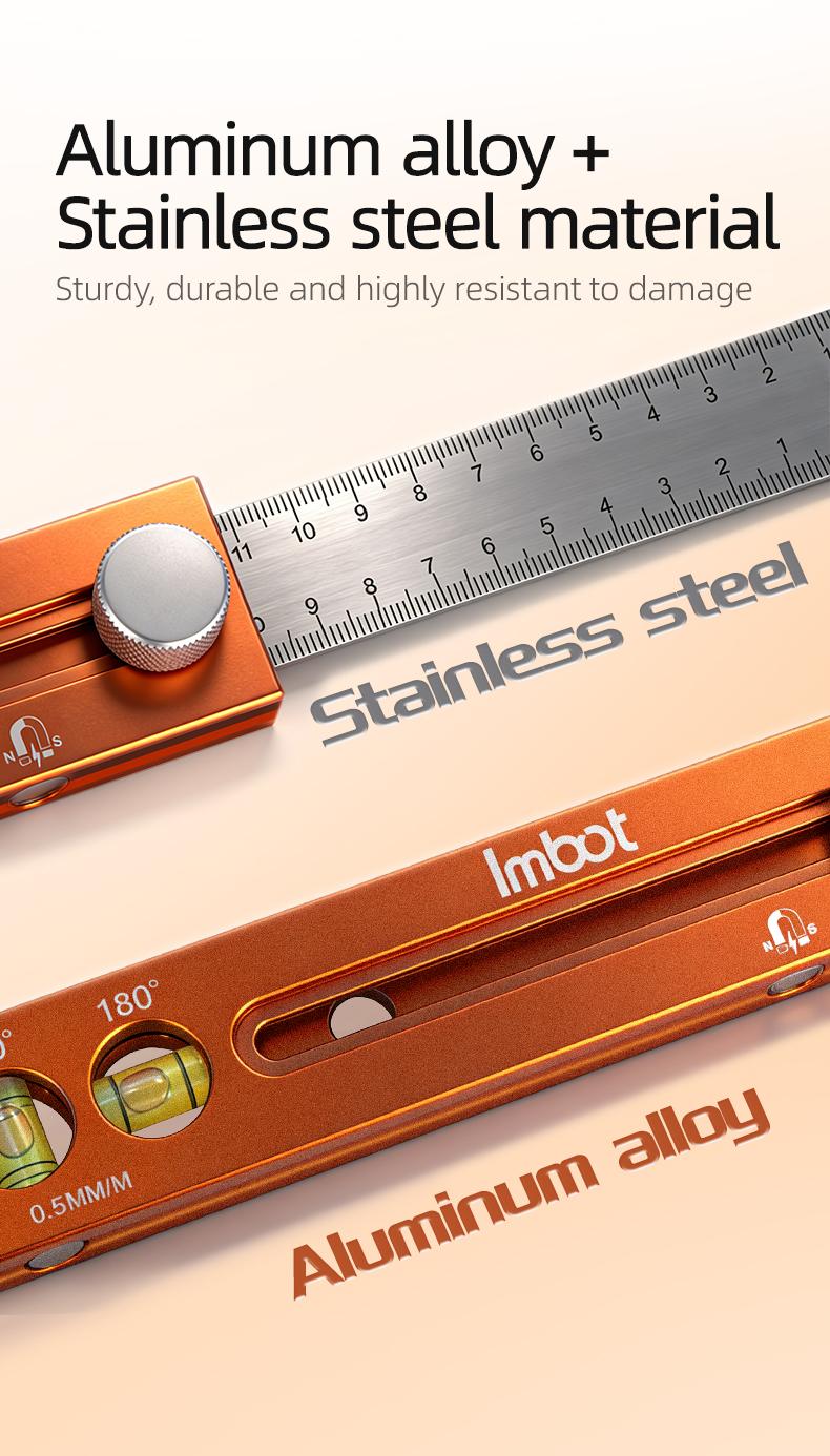 Imbot Multi-Function Marking Ruler - Precision Measuring & Scribing Tool for Woodworking & DIY