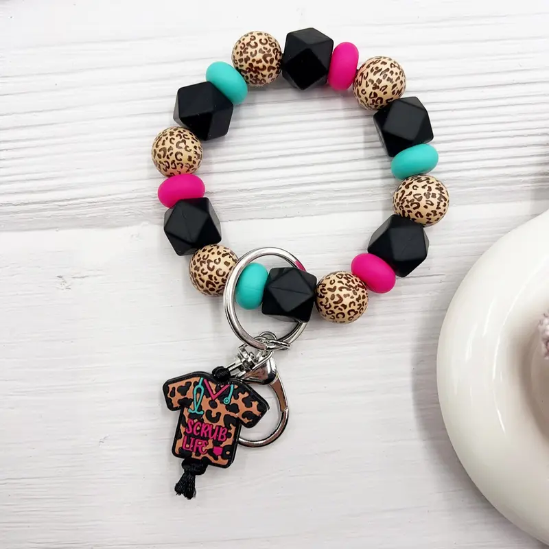 Cute Beaded Design Keychain, Novelty Keychain for Women & Men, Stylish Keychain, Trendy Cute Keychain, Fashion Accessories for Daily Bag, Cute Keychain Accessory, Key Decor, Thoughtful Gifts for Healthcare Workers, Handmade Keychain