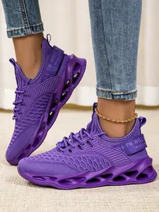 Women's Breathable Knit Running Shoes, Knitted Running Shoes, Non-Slip Blade Sole Fashion Sneakers, Workout Sneakers, Lightweight Athletic Walking Shoes for Gym, Jogging, Casual Wear, Multiple Colors Available