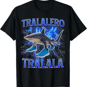 100% Cotton Tralalero Tralala Funny Shark Italian Brainrot Meme T-Shirt
