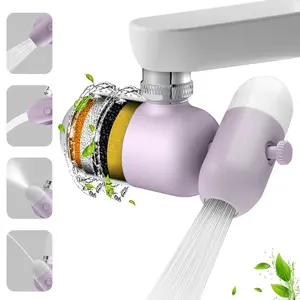 4 Modes Kitchen & Bathroom Water Filter for Sink Faucet with 2 count Replacement Filters - 720? Rotating Sink Faucet Aerator for  Care - Hydrate & Brighten  with 15/16'' Male Thread