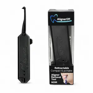 Aligner Removal Tool for Invisalign & Retainers | Retractable, Hygienic, No Hands Needed | Easy, Clean Removal Anywhere | Orthodontic Tool. Color Noir