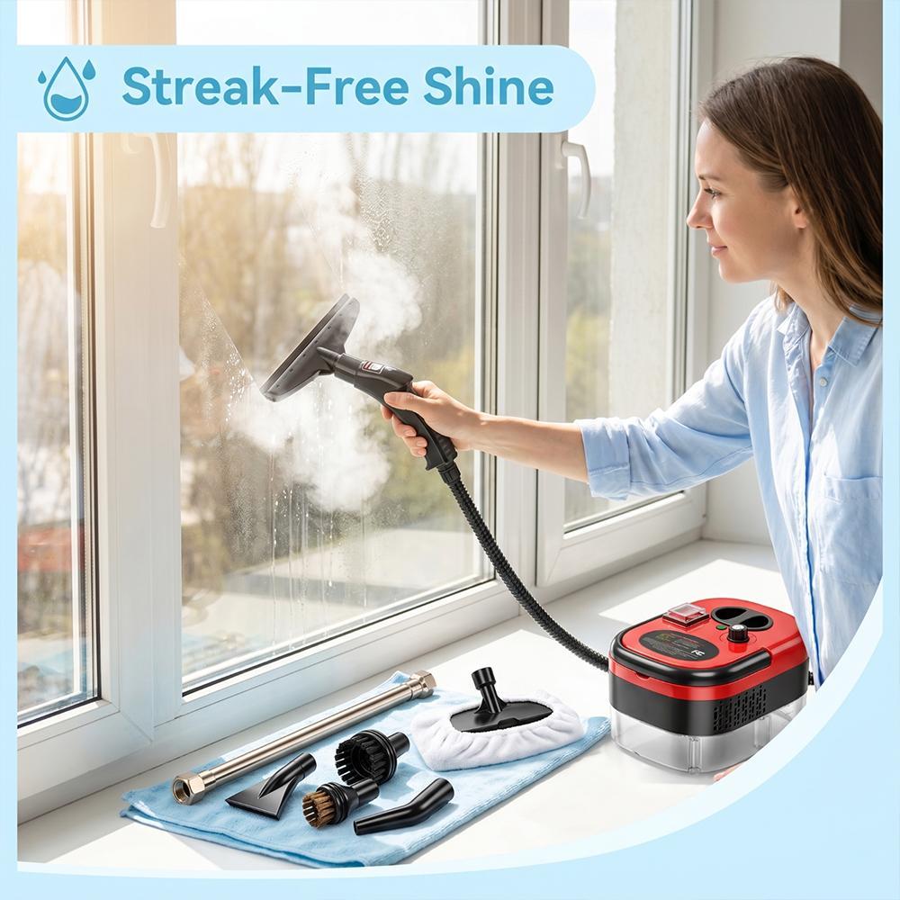 【BackToSchool】 Handheld Steam Cleaner - 2500W Power, 3BAR High-Temperature Pressurized, ABS Plastic Compact Form, Multi-Purpose Deep Clean Tool with Multiple Brush Heads for Grease/Dirt Removal, Ideal for Kitchen/Bathroom, Home Users 【BackToSchool】 Handheld Steam Cleaner - 2500W Power, 3BAR High-Temperature Pressurized, ABS Plastic Compact Form, Multi-Purpose Deep Clean Tool with Multiple Brush Heads for Grease/Dirt Removal, Ideal for Kitchen/Bathroom, Home Users