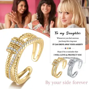 Anxiety Ring for Daughter, Fidget Ring for Daughter from Mon to my Daughter Adjustable Thumb Stress Anxiety Relidf Ring for Women Teens Girls with Beads Spinner