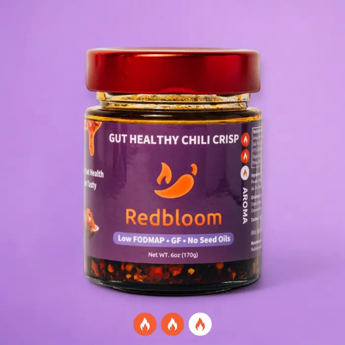 Redbloom Gut-Healthy Chili Crisp - Premium Chili Oil, No Seed Oils, Low-Fodmap, Vegan, Crunchy Hot Sauce, Good on Everything