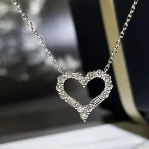 Zircon heart-shaped necklace for women trendy fashion jewelry elegant everyday high-end accessory